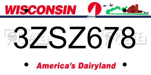 3ZSZ678 Wisconsin License Plate