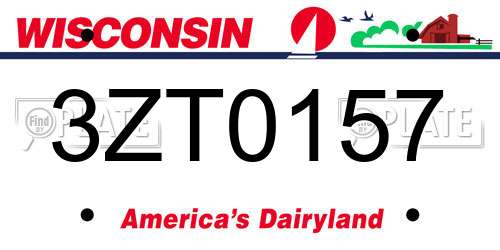 3ZT0157 Wisconsin License Plate