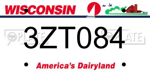3ZT084 Wisconsin License Plate