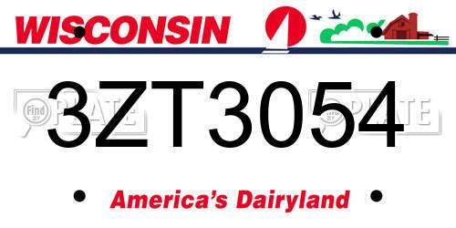 3ZT3054 Wisconsin License Plate