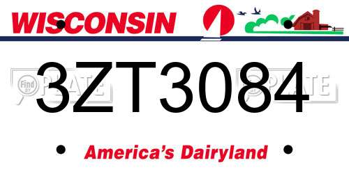 3ZT3084 Wisconsin License Plate