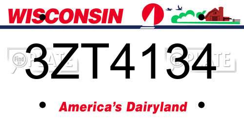 3ZT4134 Wisconsin License Plate