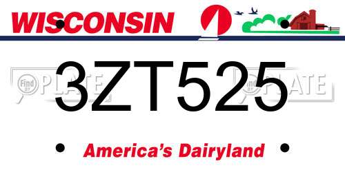 3ZT525 Wisconsin License Plate