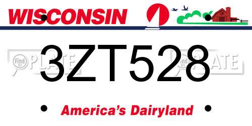 3ZT528 Wisconsin License Plate
