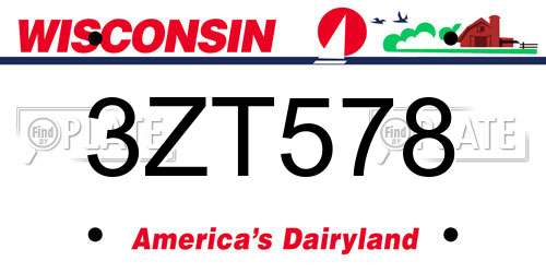 3ZT578 Wisconsin License Plate