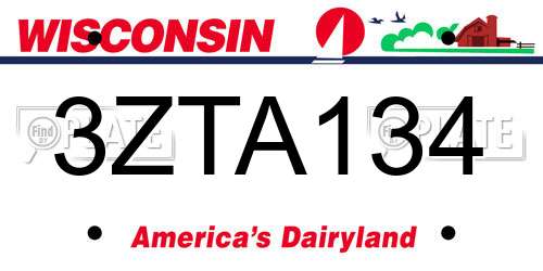 3ZTA134 Wisconsin License Plate