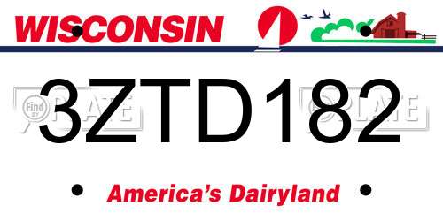 3ZTD182 Wisconsin License Plate