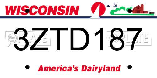 3ZTD187 Wisconsin License Plate