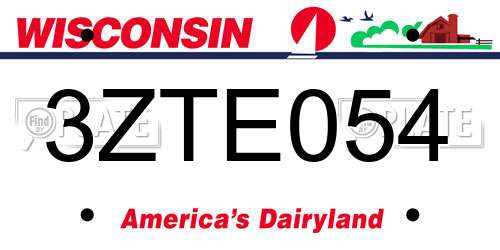 3ZTE054 Wisconsin License Plate