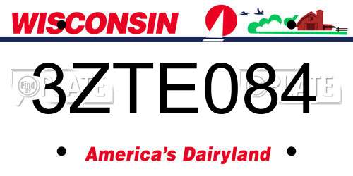 3ZTE084 Wisconsin License Plate
