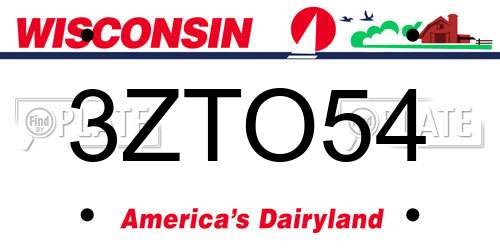 3ZTO54 Wisconsin License Plate