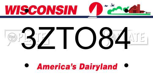 3ZTO84 Wisconsin License Plate