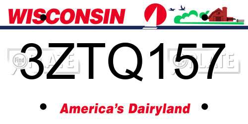 3ZTQ157 Wisconsin License Plate