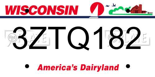 3ZTQ182 Wisconsin License Plate