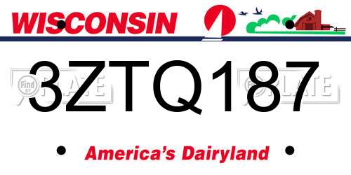 3ZTQ187 Wisconsin License Plate