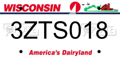 3ZTS018 Wisconsin License Plate