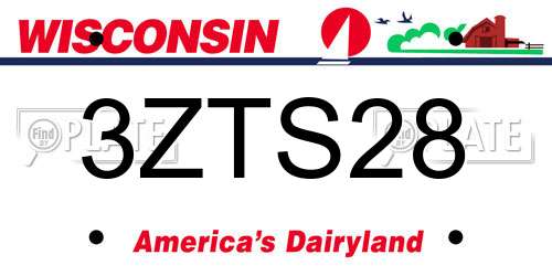 3ZTS28 Wisconsin License Plate