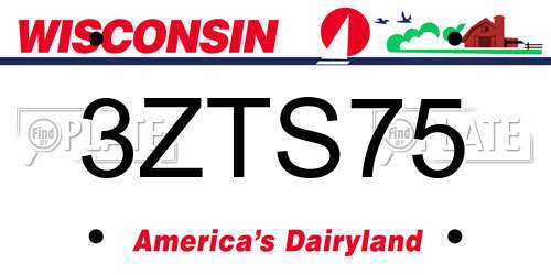 3ZTS75 Wisconsin License Plate