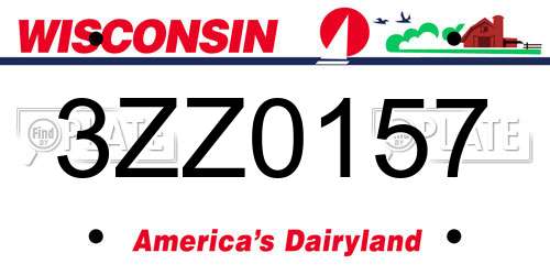 3ZZ0157 Wisconsin License Plate