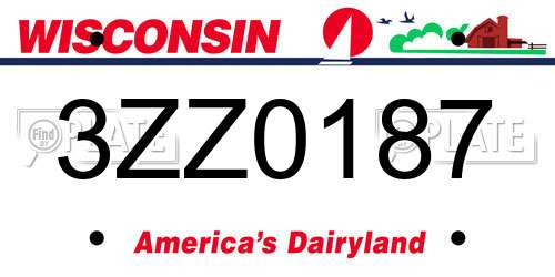 3ZZ0187 Wisconsin License Plate