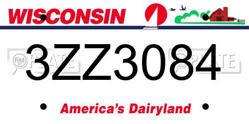 3ZZ3084 Wisconsin License Plate