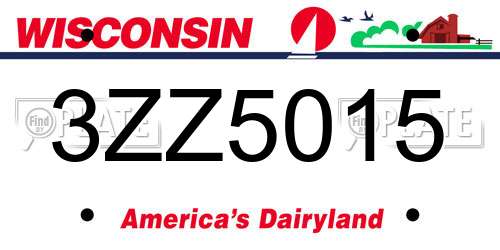 3ZZ5015 Wisconsin License Plate