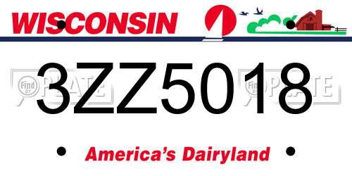 3ZZ5018 Wisconsin License Plate