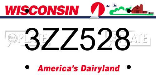 3ZZ528 Wisconsin License Plate