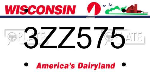 3ZZ575 Wisconsin License Plate
