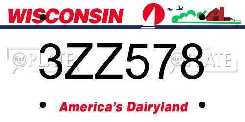 3ZZ578 Wisconsin License Plate