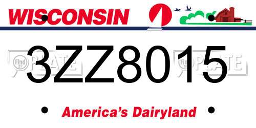 3ZZ8015 Wisconsin License Plate