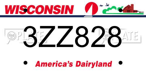 3ZZ828 Wisconsin License Plate