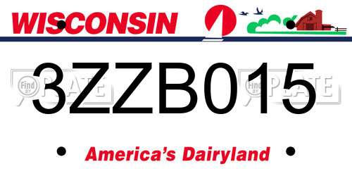 3ZZB015 Wisconsin License Plate