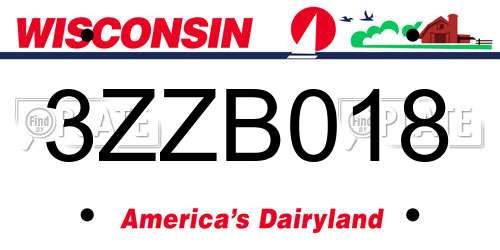 3ZZB018 Wisconsin License Plate