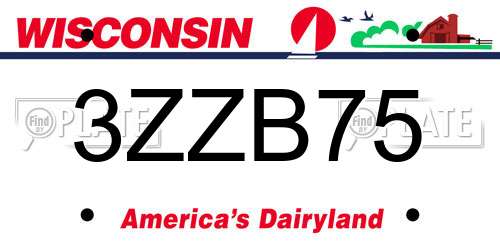 3ZZB75 Wisconsin License Plate