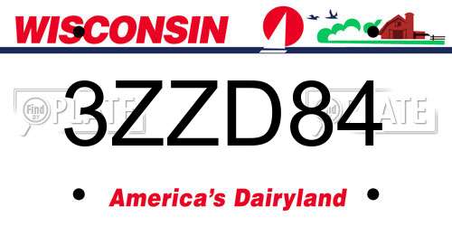 3ZZD84 Wisconsin License Plate