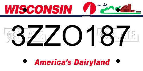 3ZZO187 Wisconsin License Plate