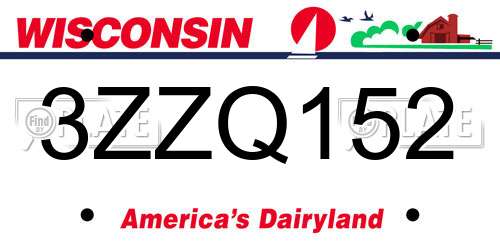3ZZQ152 Wisconsin License Plate