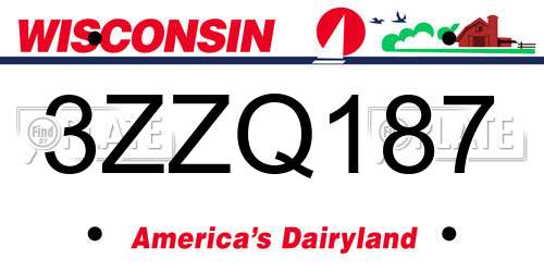 3ZZQ187 Wisconsin License Plate