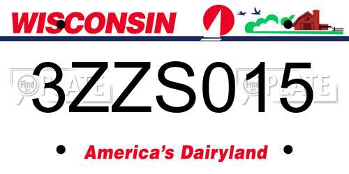 3ZZS015 Wisconsin License Plate