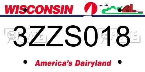3ZZS018 Wisconsin License Plate