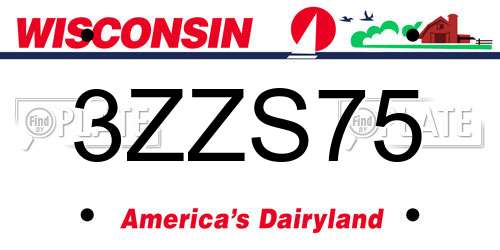 3ZZS75 Wisconsin License Plate