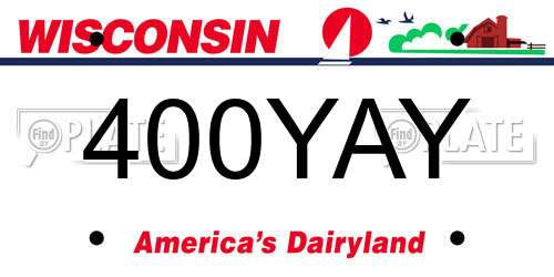 400YAY Wisconsin License Plate