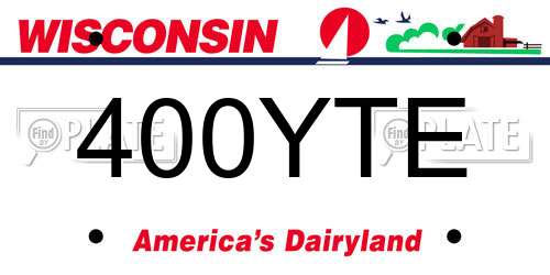 400YTE Wisconsin License Plate