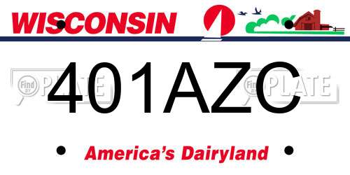 401AZC Wisconsin License Plate