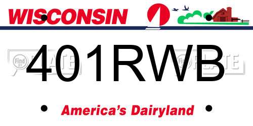 401RWB Wisconsin License Plate