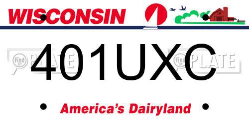 401UXC Wisconsin License Plate