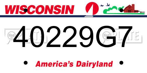 40229G7 Wisconsin License Plate