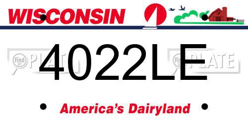 4022LE Wisconsin License Plate
