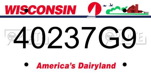 40237G9 Wisconsin License Plate
